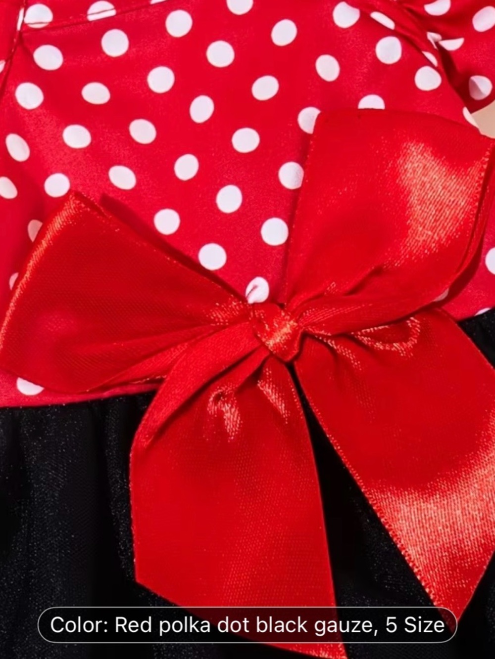 Pets Red Polka Dot Black Tulle Minnie Mouse Costume with Bow Dog or Cat - Picture 6 of 8